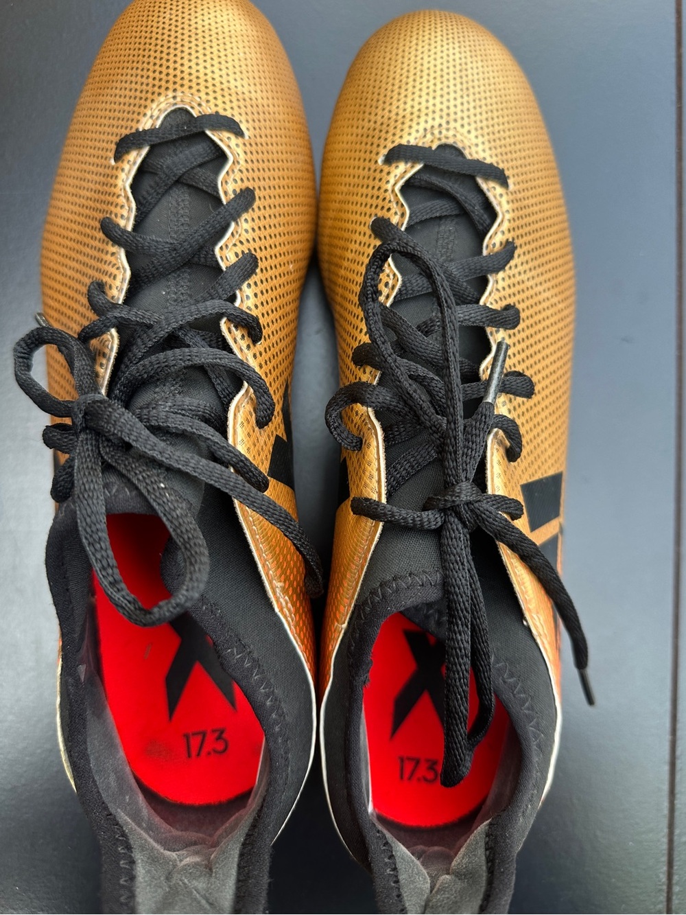Adidas x 17.3 FG Men's Metallic Gold Soccer Cleats with Black Accents